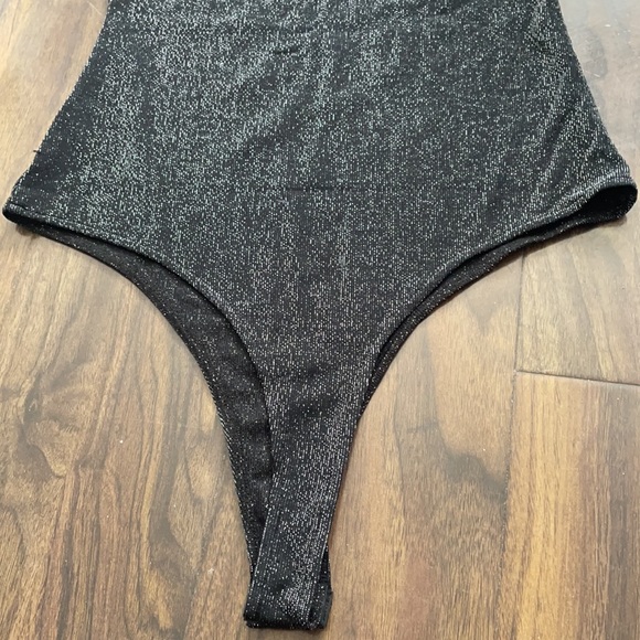 Fashion Nova Sparkly Black Tie Strap Tank Bodysuit - Picture 6 of 15